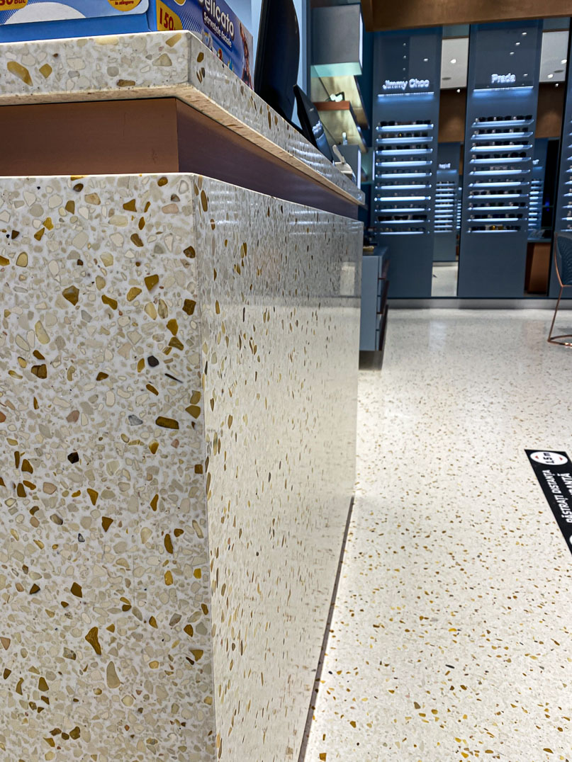 epoxy terrazzo desk detail