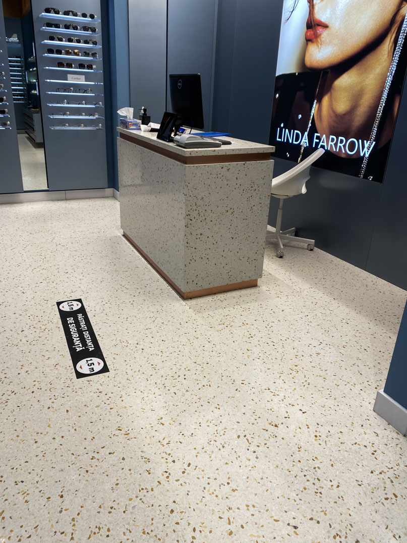 epoxy terrazzo flooring and desk