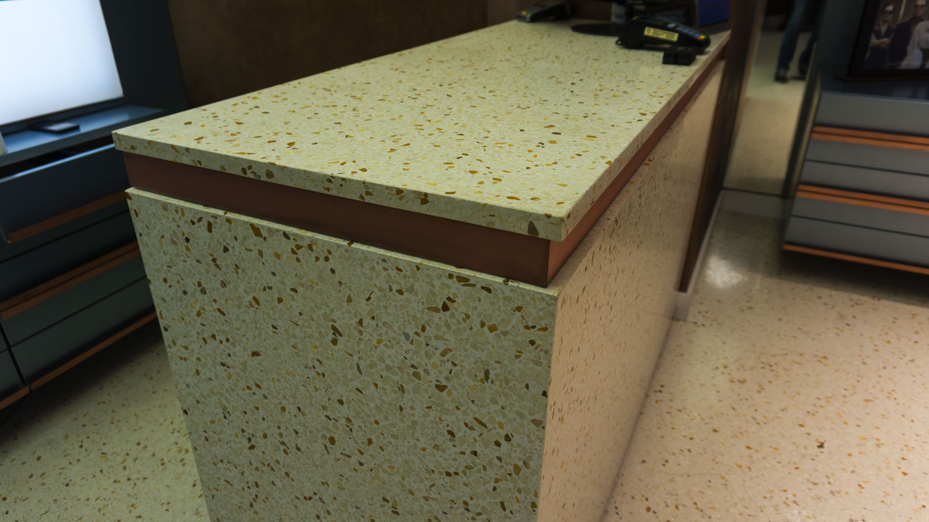 modern terrazzo reception desk