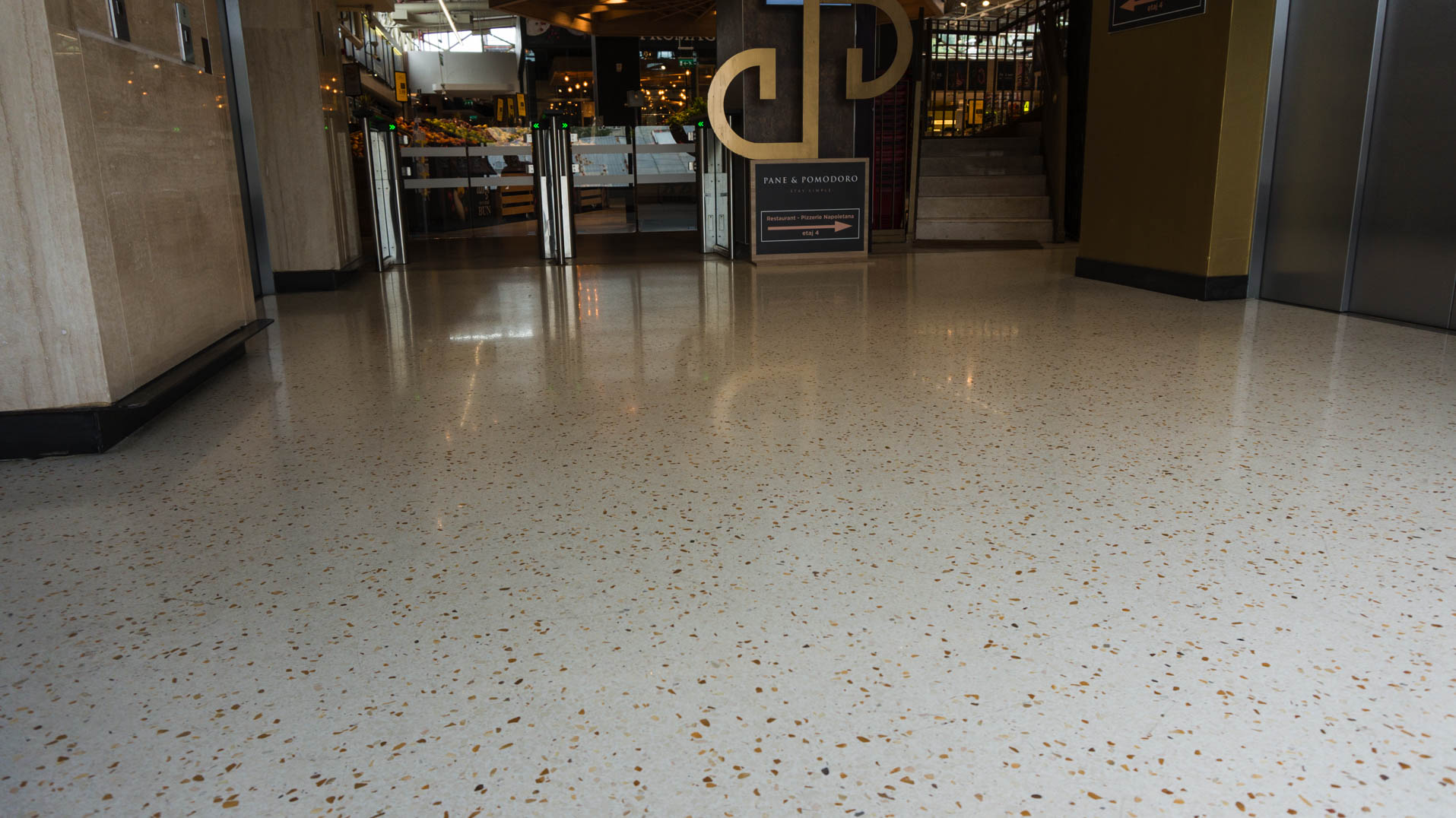 supermarket with terrazzo flooring