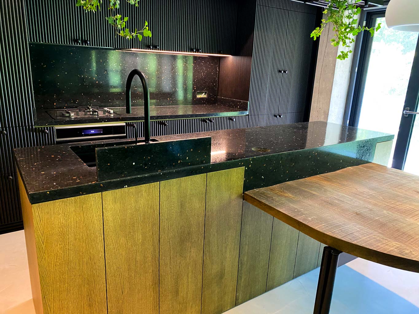 black terrazzo in the kitchen