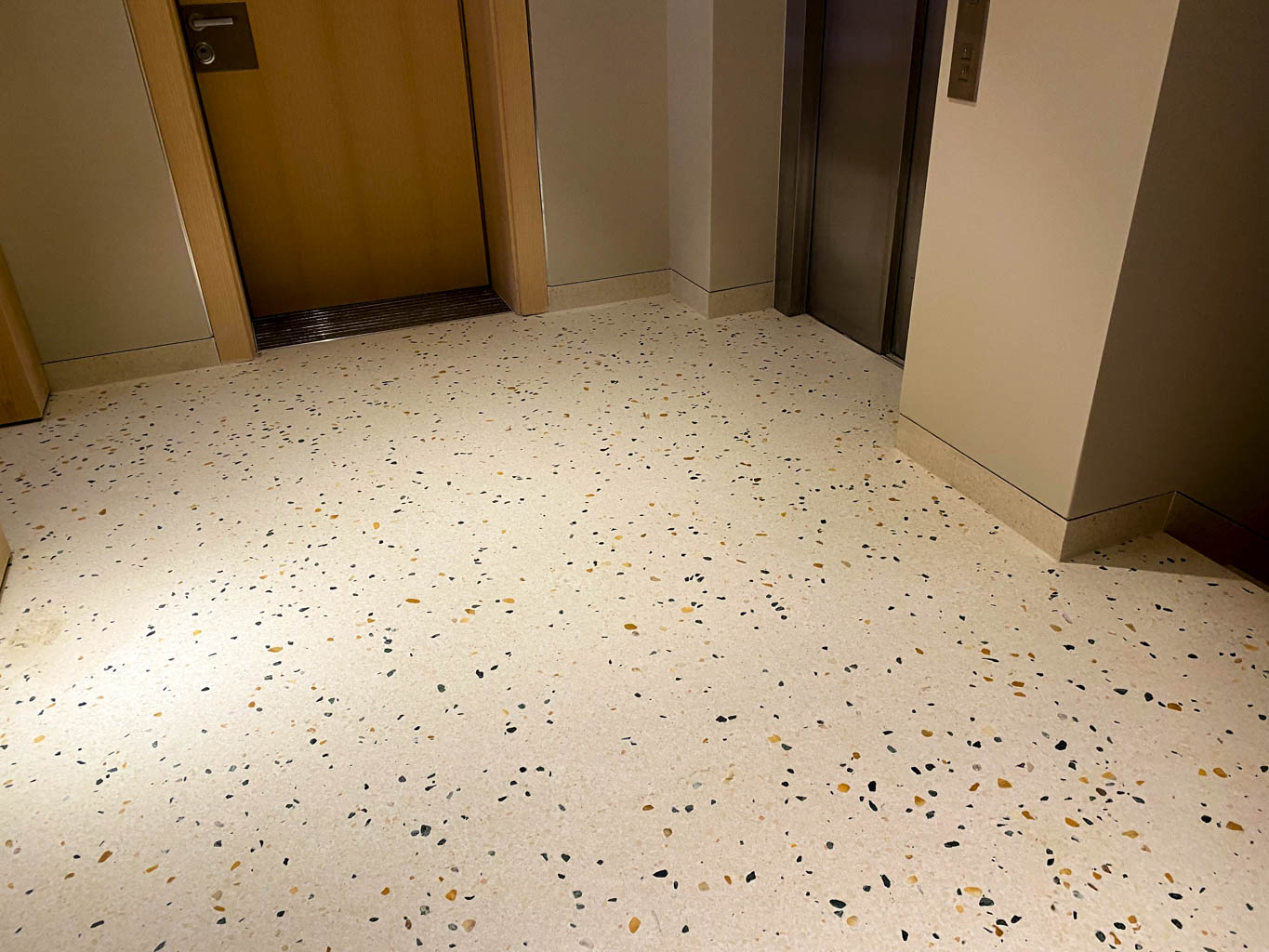 lobby lift with epoxy terrazzo