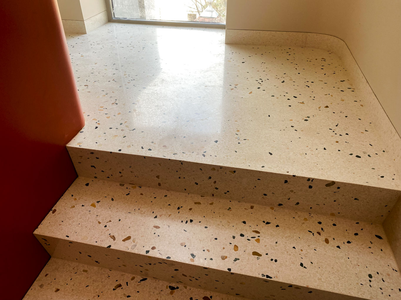 terrazzo stair tread and landing installation