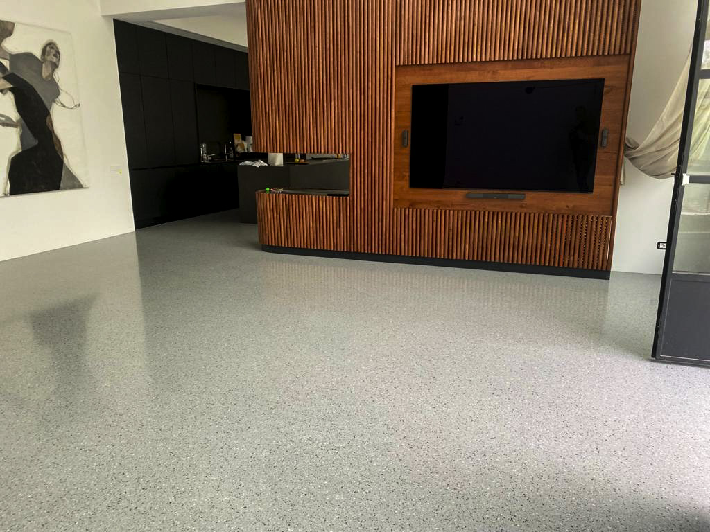 grey terrazzo in living room