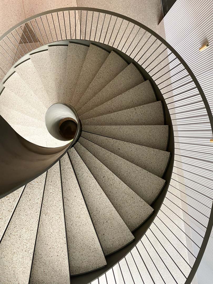 looking down a spiral stair