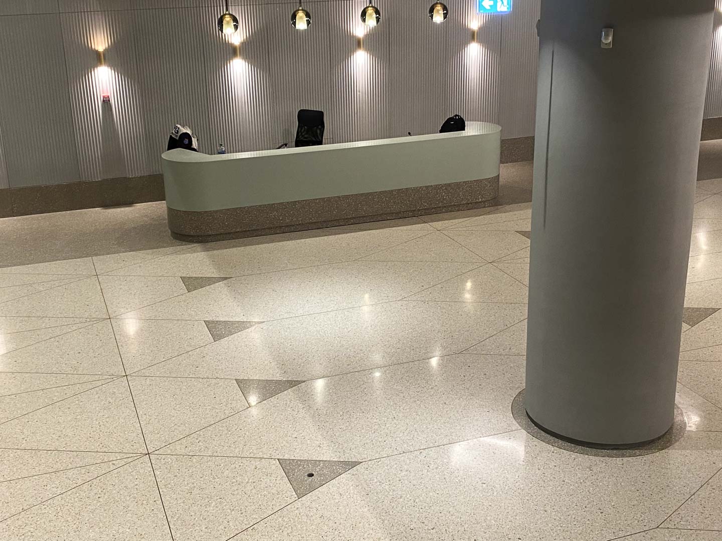 terrazzo flooring and reception desk tandem office