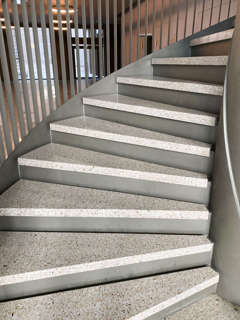terrazzo stair steps in the tandem office building bucharest