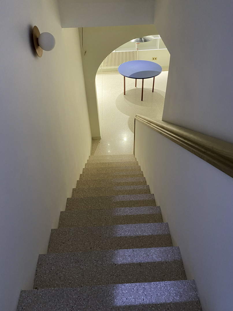 pink terrazzo stairs